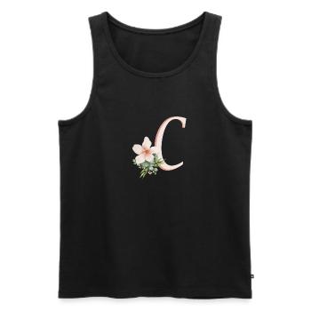 Lettre C avec fleur - Débardeur bio Premium Homme - noir - Devant - AI Model Male 178 light (178cm)