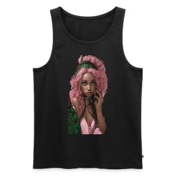 Bezaubernde schwarze Schönheit, mit lockigem Haar, natur - Männer Premium Bio Tank Top - Schwarz - Vorne - AI Model Male 178 light (178cm)