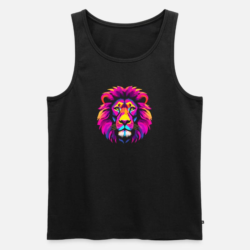 Löwe - Männer Premium Bio Tank Top - Schwarz