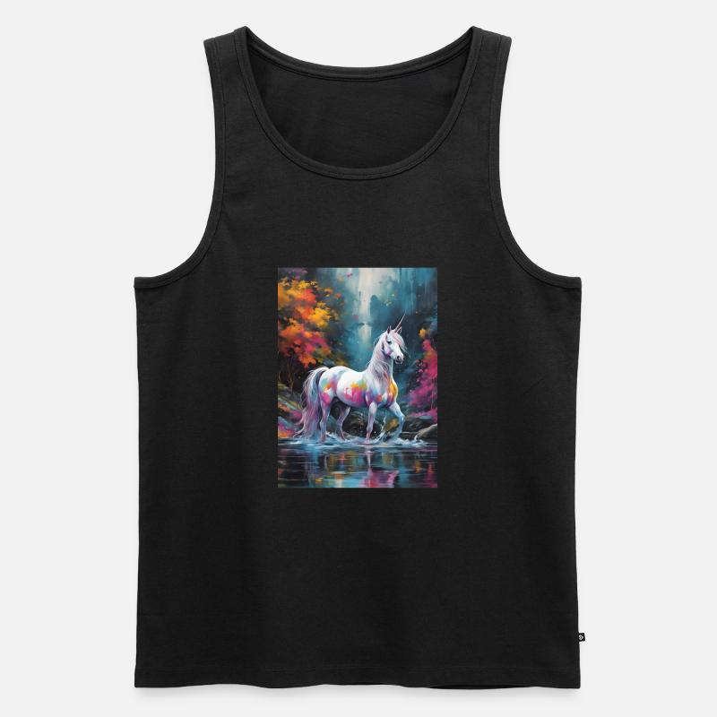 Ein Einhorn mit Farbtupfern - Männer Premium Bio Tank Top - Schwarz