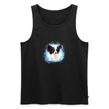 papillon,chien,spitz,zwergspitz,pompon - Débardeur bio Premium Homme - noir - Devant - AI Model Male 178 light (178cm)