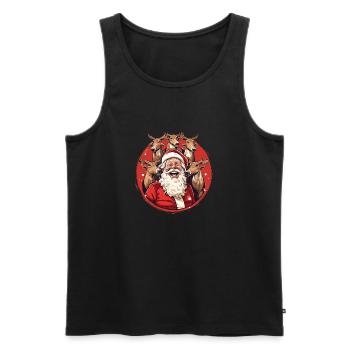Singender Weihnachtsmann mit Rentieren - Männer Premium Bio Tank Top - Schwarz - Vorne - Michal (187cm)