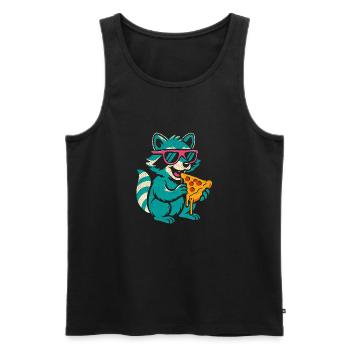 Waschbär mit Sonnenbrille isst Pizza - Männer Premium Bio Tank Top - Schwarz - Vorne - AI Model Male 178 light (178cm)