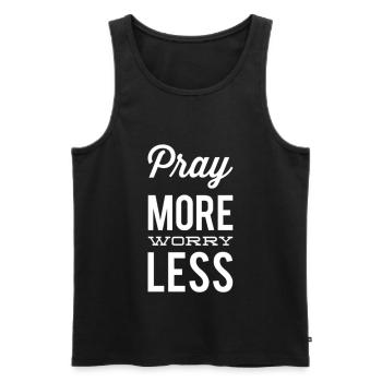 Pray More Worry Less - Men's Premium Organic Tank Top - black - Front - Michal (187cm)