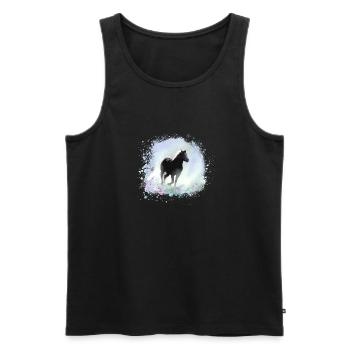 pferd,haflinger, graffiti, malerei,blau,isländer - Männer Premium Bio Tank Top - Schwarz - Vorne - Michal (187cm)