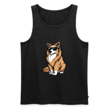 Border Collie Hunde Cool Comic - Männer Premium Bio Tank Top - Schwarz - Vorne - Michal (187cm)