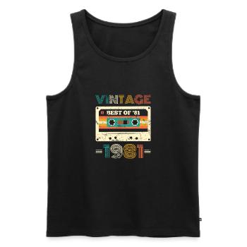Vintage Best Of 1981 cassette rétro anniversaire - Débardeur bio Premium Homme - noir - Devant - Michal (187cm)