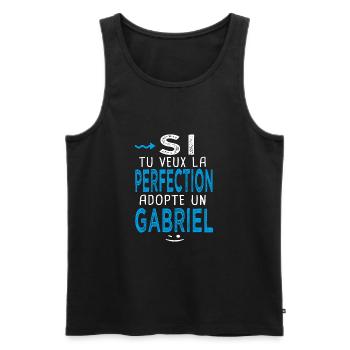 Gabriel Si tu veux la perfection adopte un gabriel - Débardeur bio Premium Homme - noir - Devant - Michal (187cm)