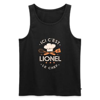 Lionel Chef Ici c est lionel le chef cuisinier - Débardeur bio Premium Homme - noir - Devant - Michal (187cm)