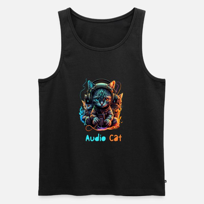 Audio Cat - Männer Premium Bio Tank Top - Schwarz