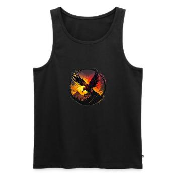 Kraftvoller aufsteigender Phönix, ikonische Linie - Männer Premium Bio Tank Top - Schwarz - Vorne - AI Model Male 178 light (178cm)