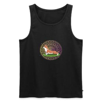 Corgi Yoga - Doga Hundeyoga - Männer Premium Bio Tank Top - Schwarz - Vorne - AI Model Male 178 light (178cm)