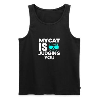 My Cat is Judging You - Men's Premium Organic Tank Top - black - Front - Michal (187cm)