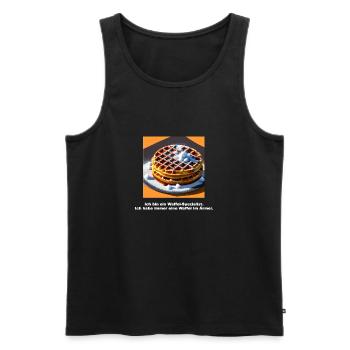 Lustige Bilder / Lustiges Shirt - Waffelspezialist - Männer Premium Bio Tank Top - Schwarz - Vorne - Michal (187cm)