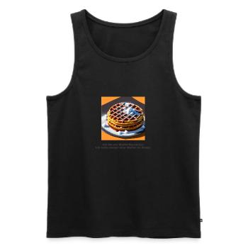 Lustige Bilder / Lustiges Shirt - Waffelspezialist - Männer Premium Bio Tank Top - Schwarz - Vorne - Michal (187cm)