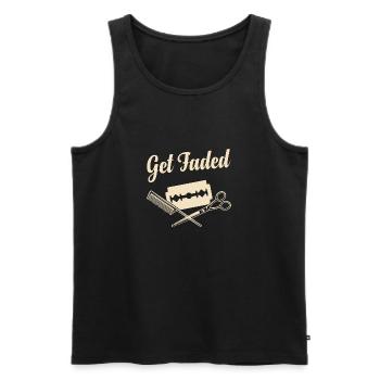 Get Faded Barber Saying Hairdresser - Men's Premium Organic Tank Top - black - Front - AI Model Male 178 light (178cm)