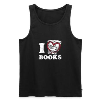 Lire les livres - Débardeur bio Premium Homme - noir - Devant - Michal (187cm)