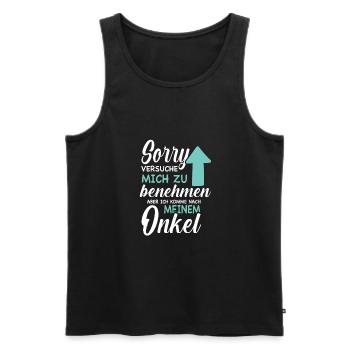 Ich versuche mich zu benehmen - Onkel - Männer Premium Bio Tank Top - Schwarz - Vorne - AI Model Male 178 light (178cm)