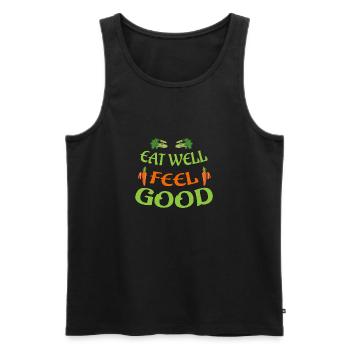 Gut essen und wohlfühlen - Männer Premium Bio Tank Top - Schwarz - Vorne - AI Model Male 178 light (178cm)