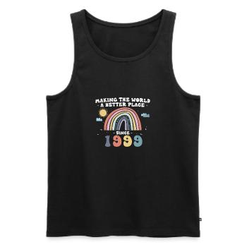 Die Welt zu einem besseren Ort machen seit 1999, 24. - Männer Premium Bio Tank Top - Schwarz - Vorne - Michal (187cm)