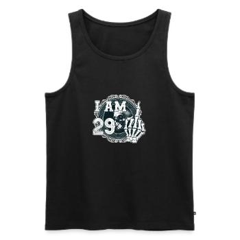 Ich bin 29 plus 1 Mittelfinger Totenkopf lustig 30. - Männer Premium Bio Tank Top - Schwarz - Vorne - Michal (187cm)