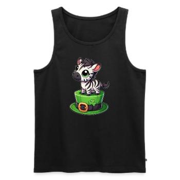 Mignon zèbre Saint-Patrick chapeau haut de forme trèfle - Débardeur bio Premium Homme - noir - Devant - Michal (187cm)