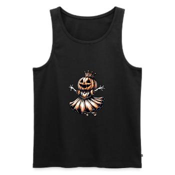 Princesse citrouille d’Halloween avec couronne - Débardeur bio Premium Homme - noir - Devant - Michal (187cm)