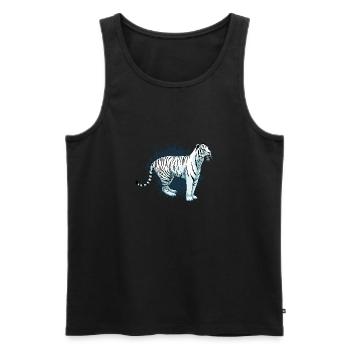 Eleganter Tiger mit Blauen Augen Weißer Tiger - Männer Premium Bio Tank Top - Schwarz - Vorne - AI Model Male 178 light (178cm)
