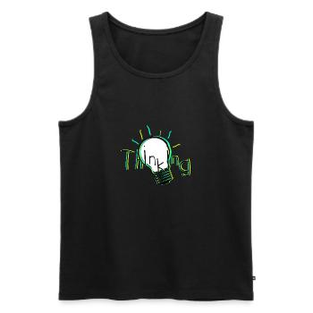 Thinking - Men's Premium Organic Tank Top - black - Front - Michal (187cm)