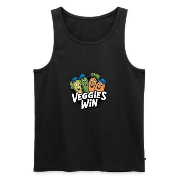 Durabilité Les drôles de légumes sont heureux pour les légumes - Débardeur bio Premium Homme - noir - Devant - AI Model Male 178 light (178cm)