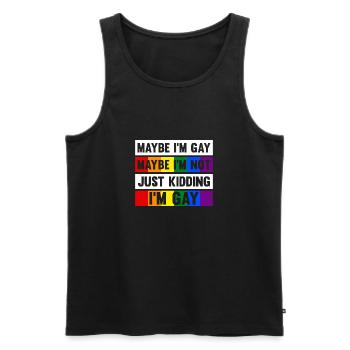 Peut-être que je suis gay - Débardeur bio Premium Homme - noir - Devant - Michal (187cm)
