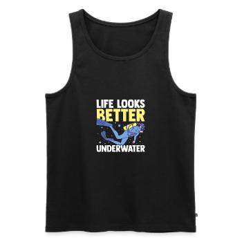 Life Looks Better Underwater Scuba Diver Diving Sn - Männer Premium Bio Tank Top - Schwarz - Vorne - AI Model Male 178 light (178cm)