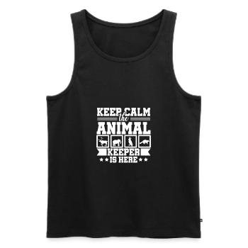 Keep Calm The Animal Keeper Is Here Animal Lover Z - Männer Premium Bio Tank Top - Schwarz - Vorne - Michal (187cm)