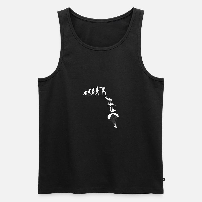 Evolution Graphic Paragliding Paraglider Skydiver - Männer Premium Bio Tank Top - Schwarz