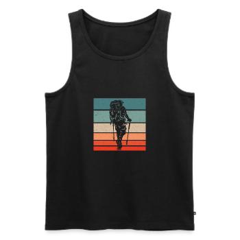 Retro Graphic Hiking Hiker Mountaineering Trekking - Männer Premium Bio Tank Top - Schwarz - Vorne - Michal (187cm)