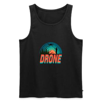 Retro Graphic Drone Flying Quadcopter Pilot RC Dro - Men's Premium Organic Tank Top - black - Front - Michal (187cm)