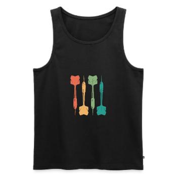 Retro Graphic Dart Player Darts Dartboard Bullseye - Men's Premium Organic Tank Top - black - Front - Michal (187cm)
