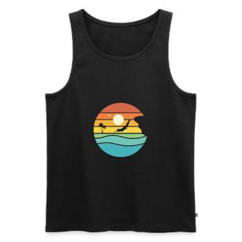 Retro Graphic Cliff Diver Cliff Diving Tombstoning - Men's Premium Organic Tank Top - black - Front - Michal (187cm)