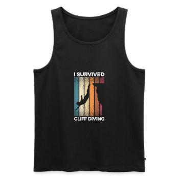 I Survived Cliff Diving Cliff Dive Cliff Jumping T - Men's Premium Organic Tank Top - black - Front - AI Model Male 178 light (178cm)