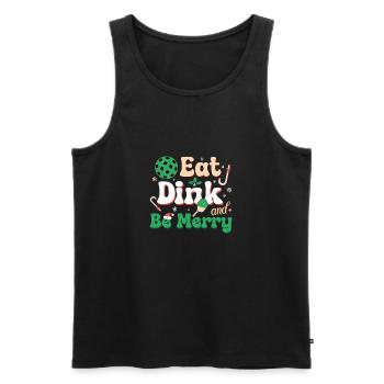 Eat Dink And Be Merry Christmas Pickleballer Quote - Men's Premium Organic Tank Top - black - Front - AI Model Male 178 light (178cm)