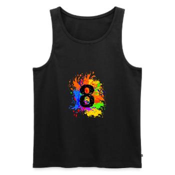 8. Kinder Geburtstag Kind Party Bunt Splash Motiv - Männer Premium Bio Tank Top - Schwarz - Vorne - Michal (187cm)