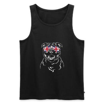 STAFFORDSHIRE BULL TERRIER Union Jack Wilsigns - Männer Premium Bio Tank Top - Schwarz - Vorne - AI Model Male 178 light (178cm)