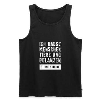 Ich hasse Menchen, Tiere und Pflanzen. - Männer Premium Bio Tank Top - Schwarz - Vorne - AI Model Male 178 light (178cm)