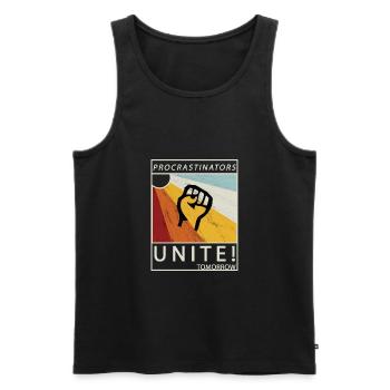 Procrastinators Unite Tomorrow Faul sein Geschenk - Männer Premium Bio Tank Top - Schwarz - Vorne - AI Model Male 178 light (178cm)