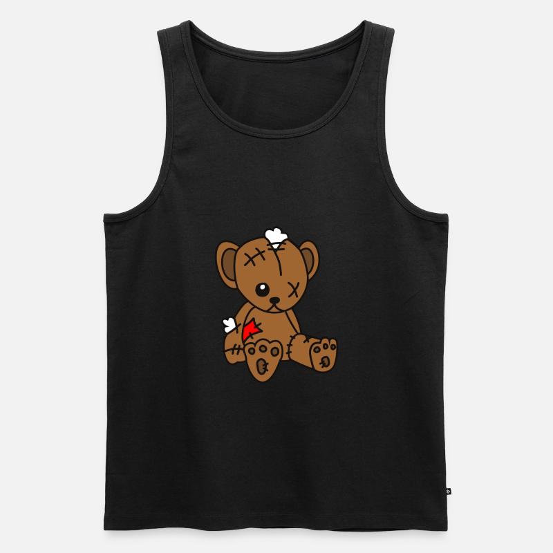 Teddybär Kaputt - Männer Premium Bio Tank Top - Schwarz