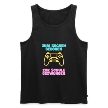 ZUM ZOCKEN GEBOREN, ZUR SCHULE GEZWUNGEN - Männer Premium Bio Tank Top - Schwarz - Vorne - Michal (187cm)