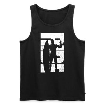 Männer Surfen Retro Boarding Surfer - Männer Premium Bio Tank Top - Schwarz - Vorne - AI Model Male 178 light (178cm)