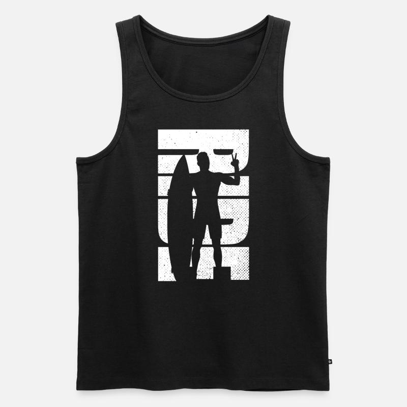 Männer Surfen Retro Boarding Surfer - Männer Premium Bio Tank Top - Schwarz
