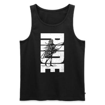 Women's Surfing Retro Ride Surfer - Men's Premium Organic Tank Top - black - Front - AI Model Male 178 light (178cm)