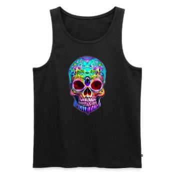 Tête de mort stylisée multicolore - Débardeur bio Premium Homme - noir - Devant - Michal (187cm)